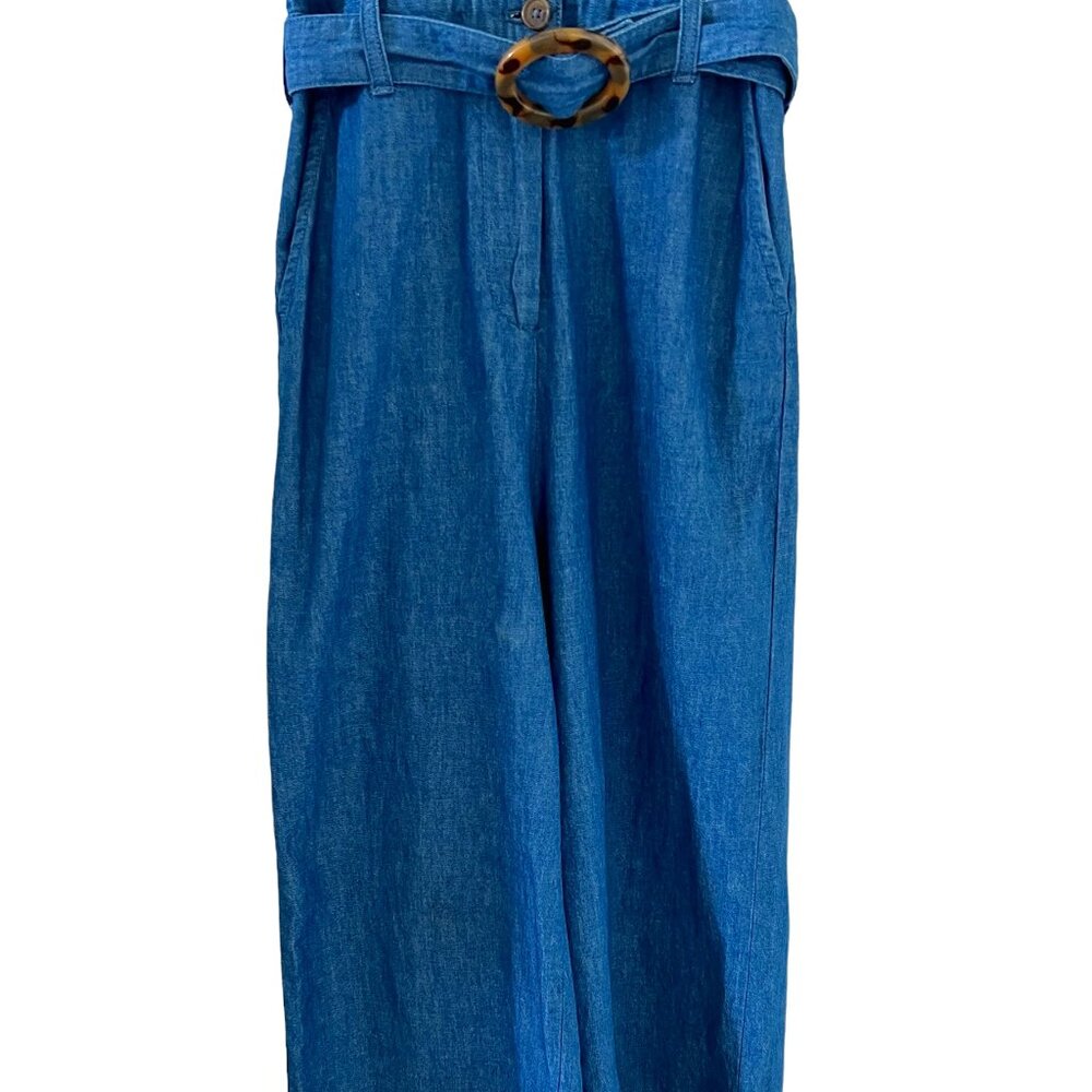 Pilcro & The Letterpress Wide Leg Crop Light Denim Jumpsuit Size 0 - Picture 7 of 16